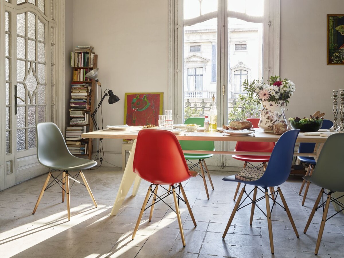 eames plastic side chair dsw new colours em table