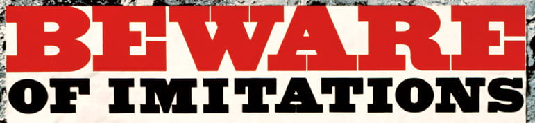 beware of imitations banner